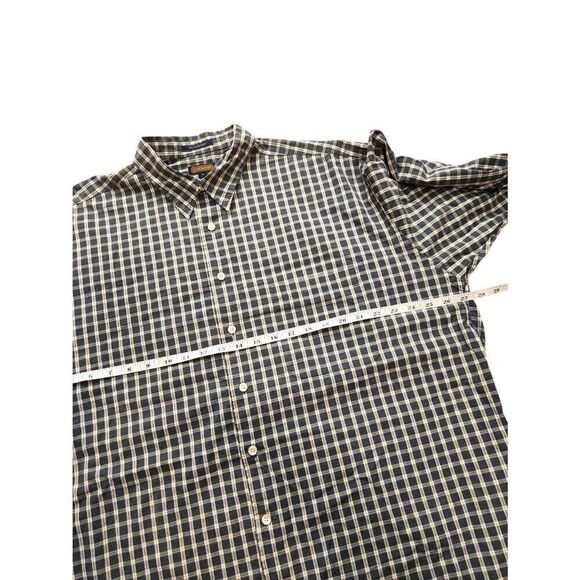 Coach Men XL Made IN USA 80s 2 ply cotton button up plaid Shirt Blue/Grey pocket - Picture 4 of 8